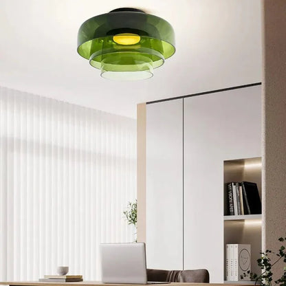 Verfijnde Scandinavische Design Plafondlamp met een Creatieve Middeleeuwse Glazen Touch