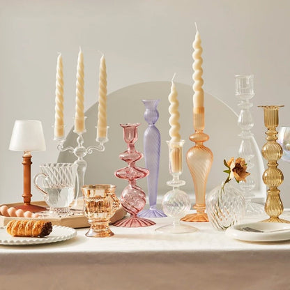 Glazen Kandelaar Frans Vintage Ontwerp