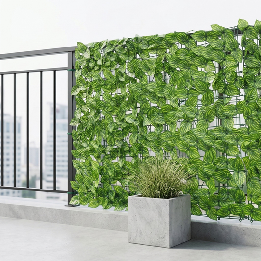 Kunstmatige privacy schuttingpaneel met groene bladeren voor tuin en balkon