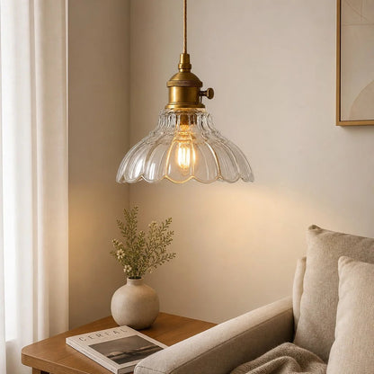 Glazen Hanglamp Vintage Bloemontwerp