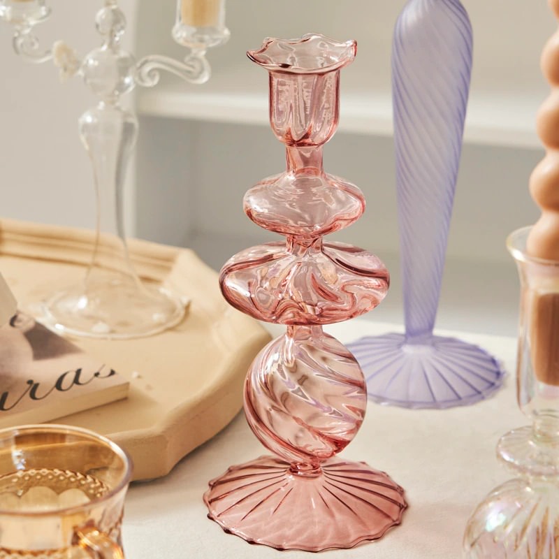 glazen kandelaar frans vintage ontwerp