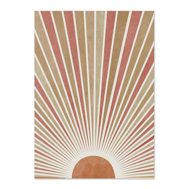 canvas muurdecoratie boho zon en maan ontwerp