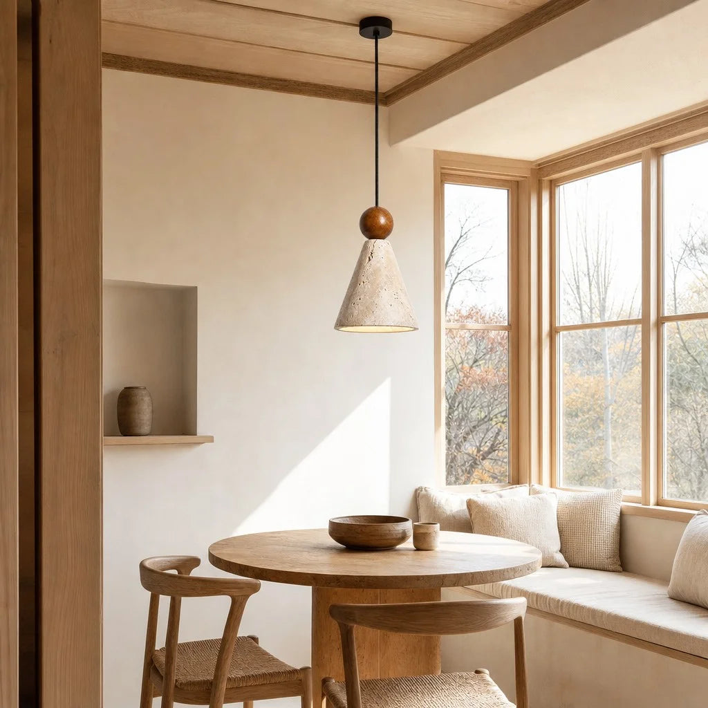 ariad wabi-sabi travertijn hanglamp in kegelvorm