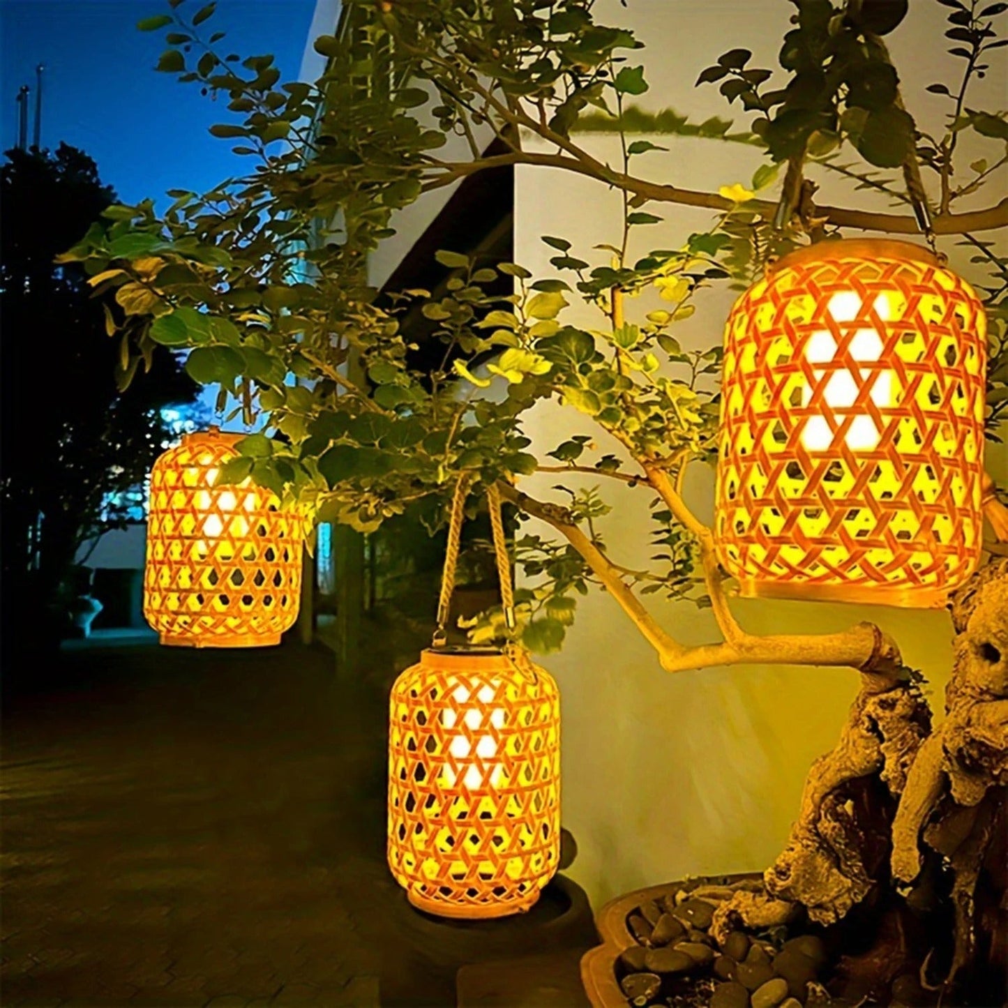zonnecel lamp bamboe buiten