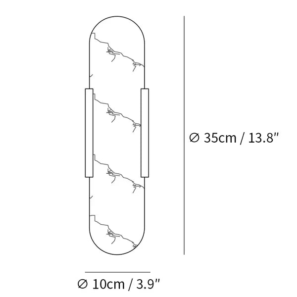 elegante langwerpige albasten wandlamp melange