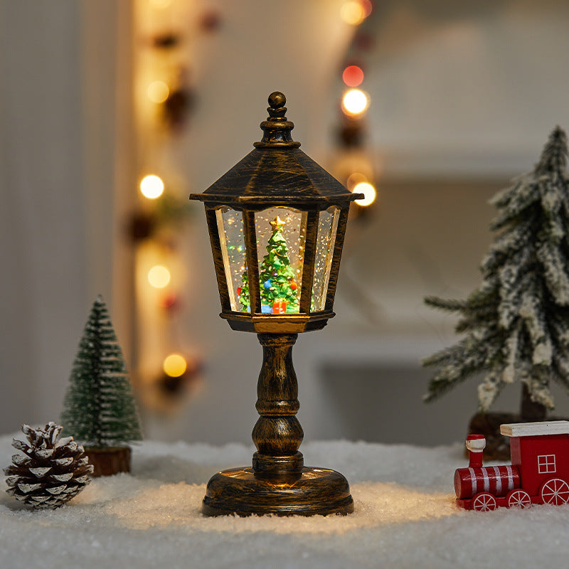 kerst tafellamp met huisvormig art deco ontwerp