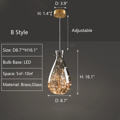 Chique Grijze Glas Sterrenhemel Hanglamp voor een Betoverende Sfeer