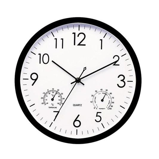 Buitenklok van 30 cm met temperatuur- en luchtvochtigheidsweergave aan de wand