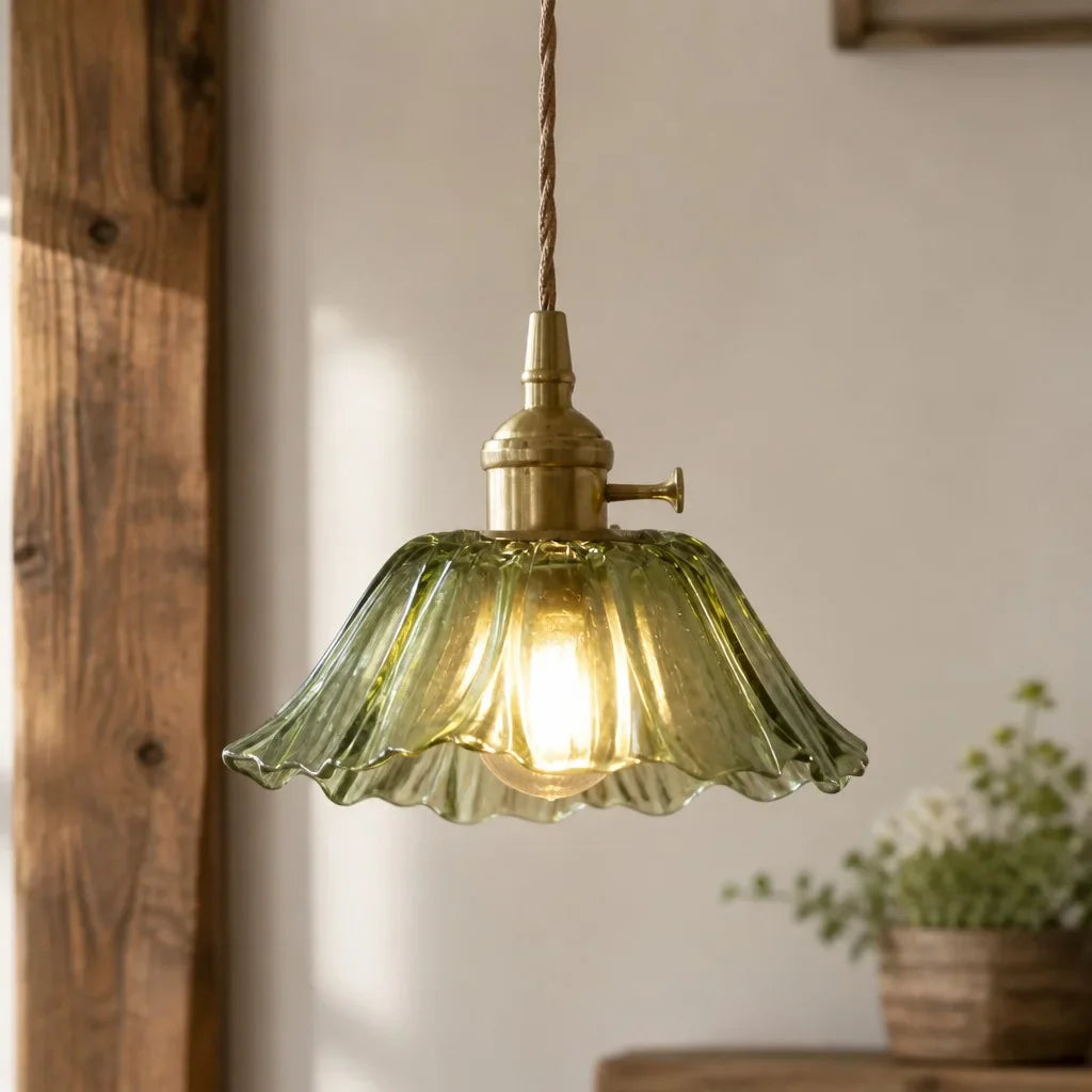 hanglamp glas bloem vintage