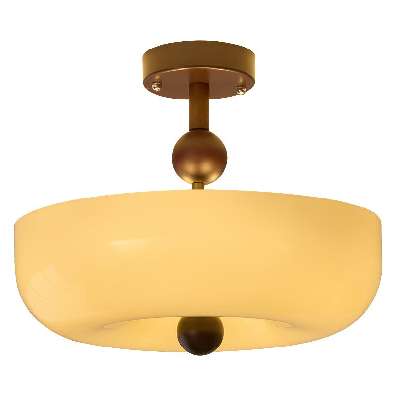 plafondlamp geribbeld glas houtlook