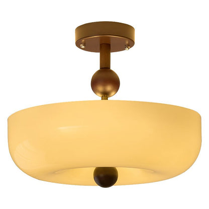 Plafondlamp Geribbeld Glas Houtlook