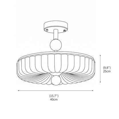 Plafondlamp met compact ontwerp van glas en houtlook, gemonteerd aan het plafond