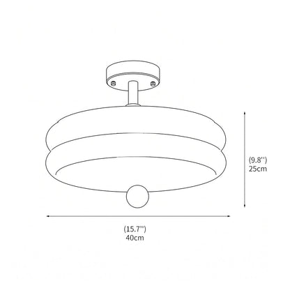 Zijaanzicht van de plafondlamp met subtiele ribbels in het glas