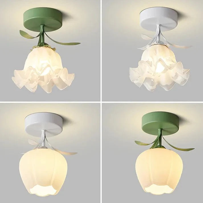 elegante tiffany plafondlamp met schattige minibloemen