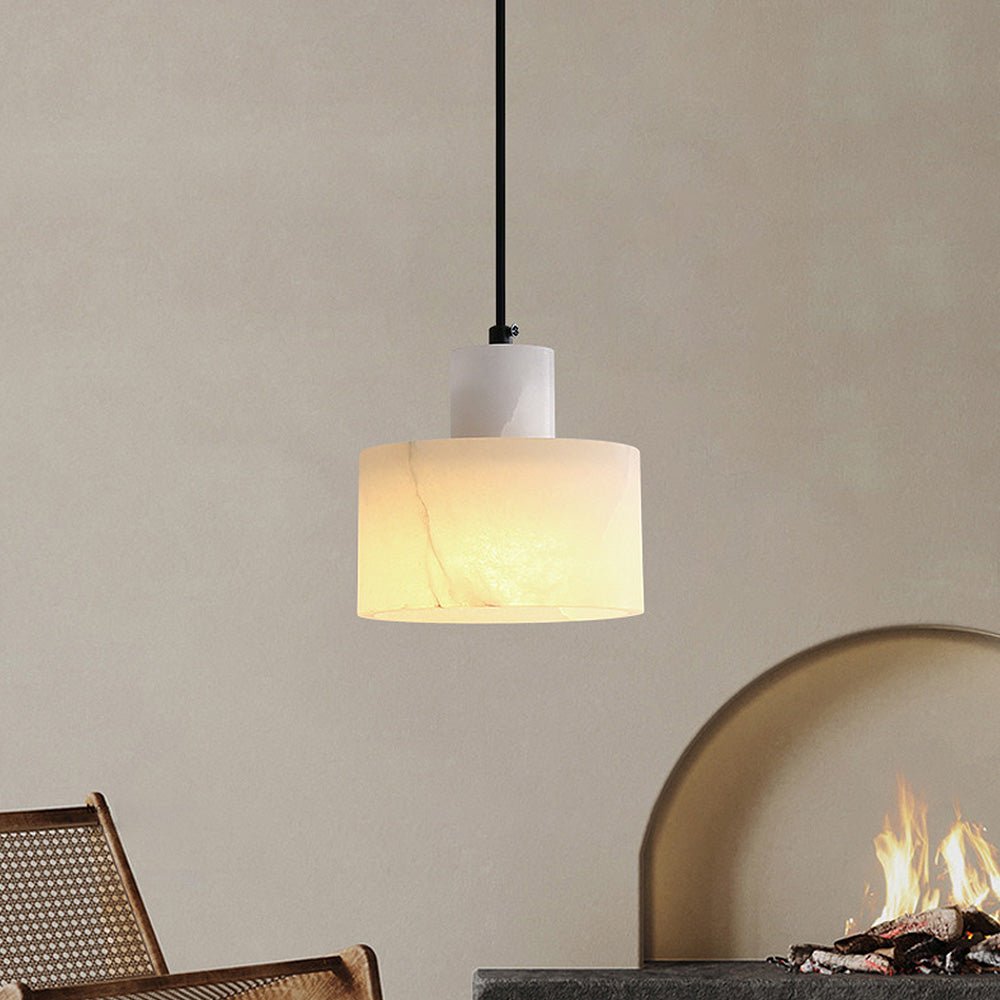 elegante scandinavische hanglamp van wit marmer