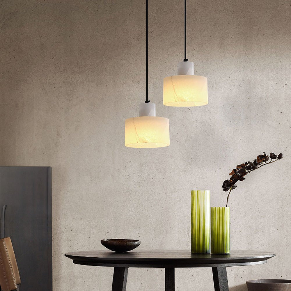 elegante scandinavische hanglamp van wit marmer