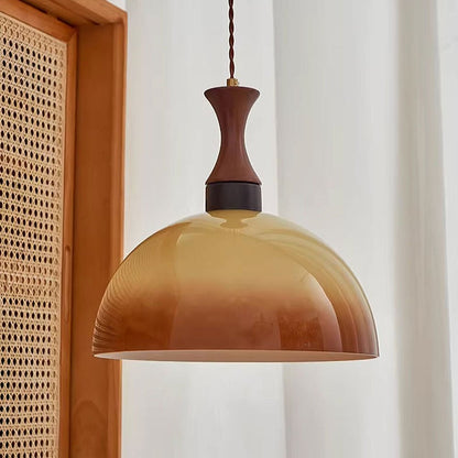 Vintage Amber Glazen Hanglamp voor de Boerderij