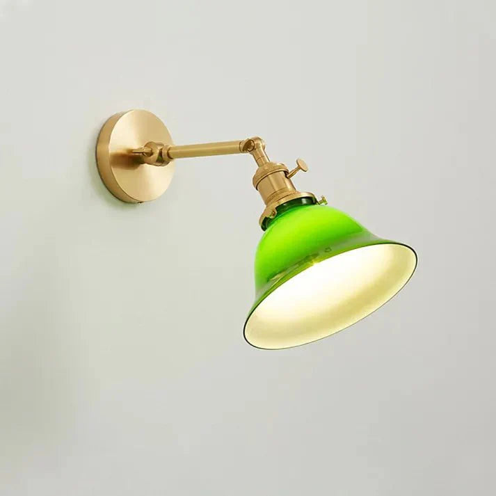 retro verstelbare groene glazen wandlamp met zwenkarm