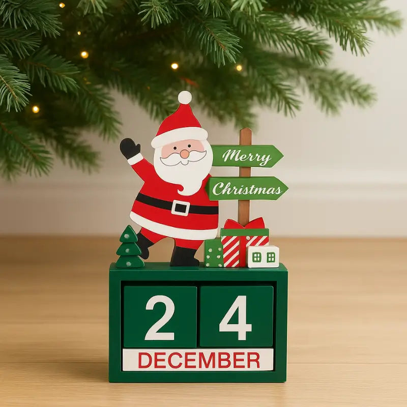 Houten adventskalender met vakjes voor het aftellen naar Kerst