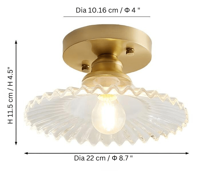 retro ribbelige helder glazen plafondlamp