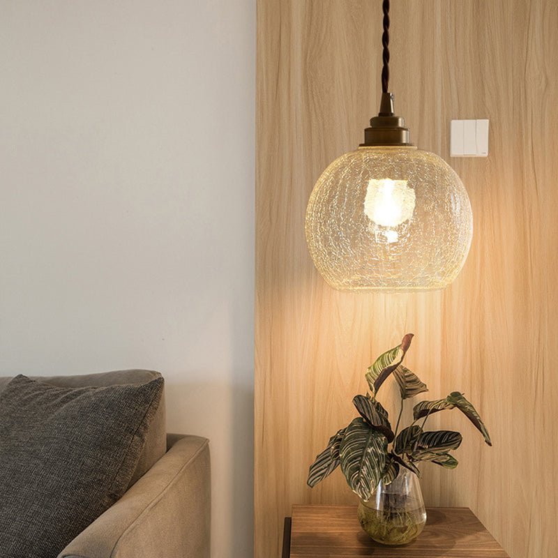 elegante glazen hanglamp met sprankelende kristallen