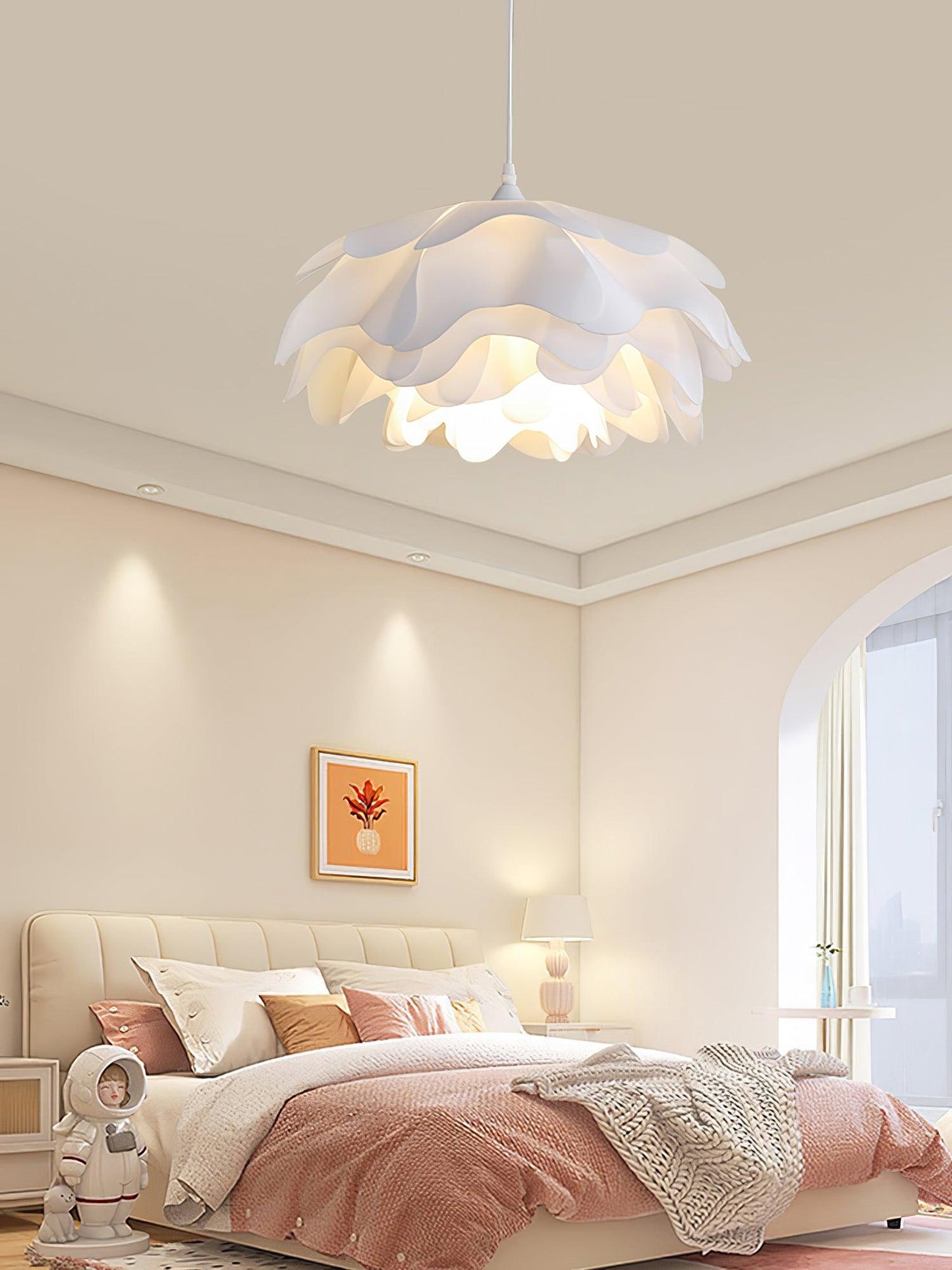 elegante witte bloemvormige hanglamp voor een sfeervolle ambiance