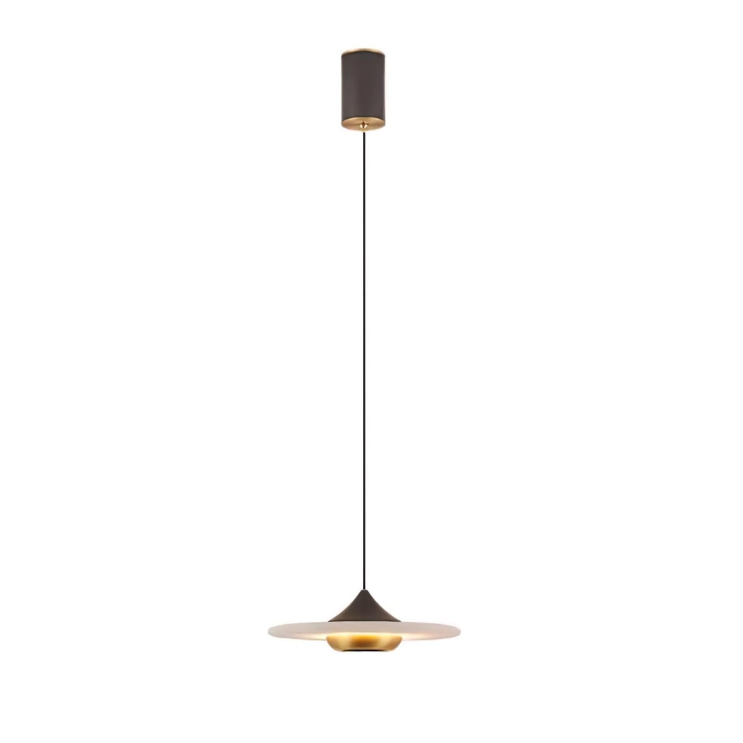 elegante marmeren hanglamp in de vorm van een vliegende schotel