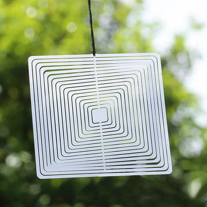 Lichtreflecterende roestvrijstalen windspinner met draaiend vierkant ontwerp