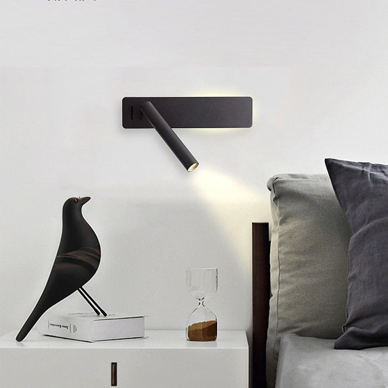 draaibare arm van de led-wandlamp in beeld