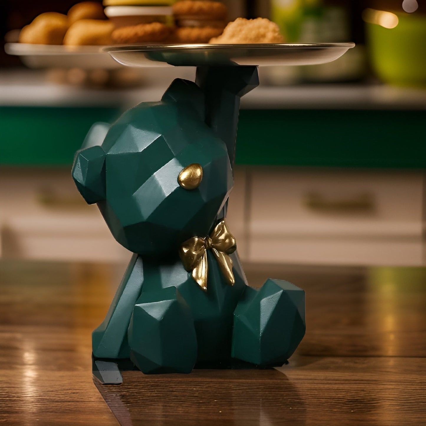 geometrische figuur met dienblad op dressoir als interieurdecoratie
