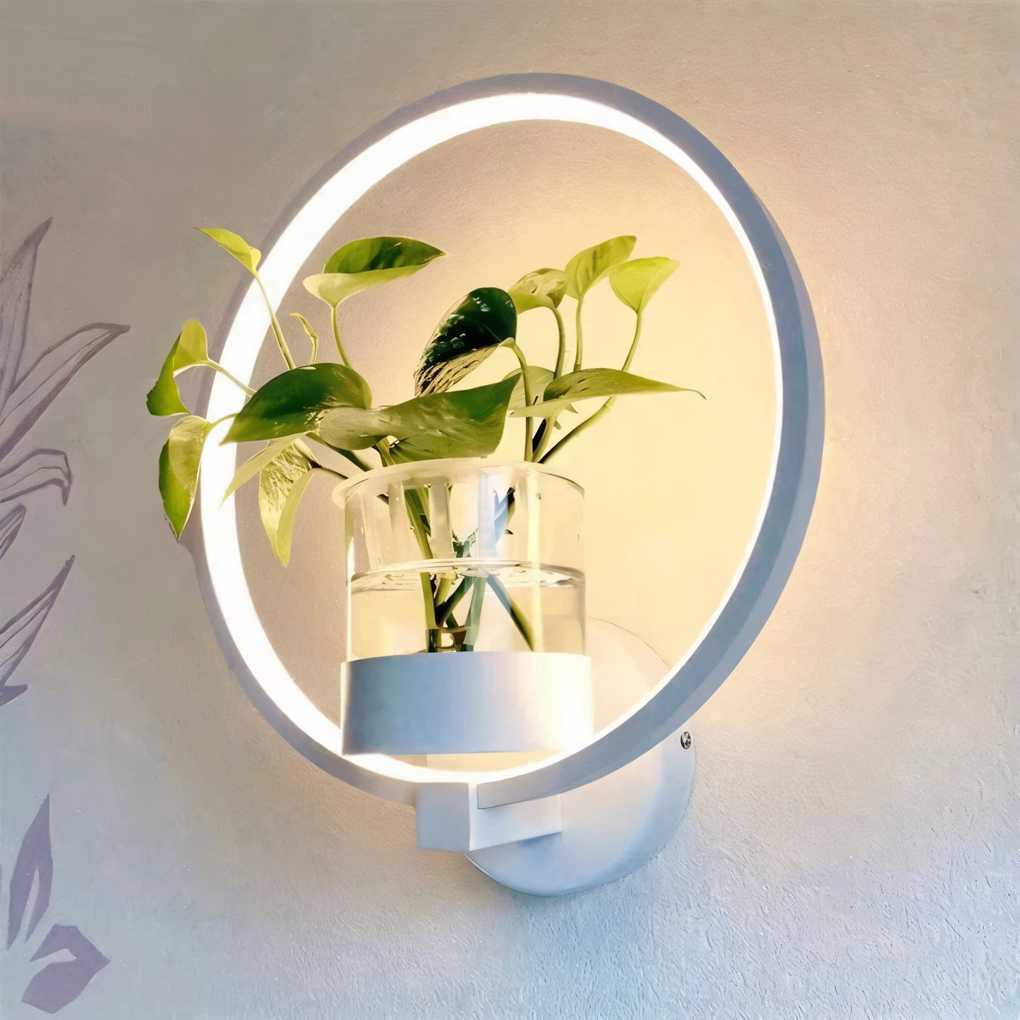 wandlamp led met plantenhouder van ijzer