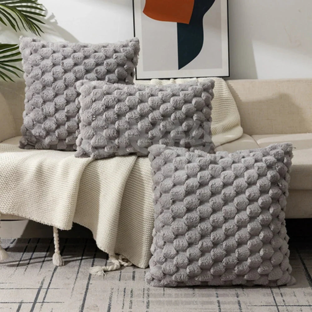 kussenhoes met 3d structuur van katoenmix voor bank en bed