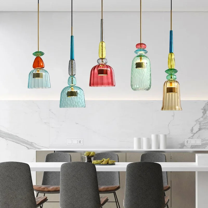 Hanglamp van glas met zichtbaar verstelbaar snoer
