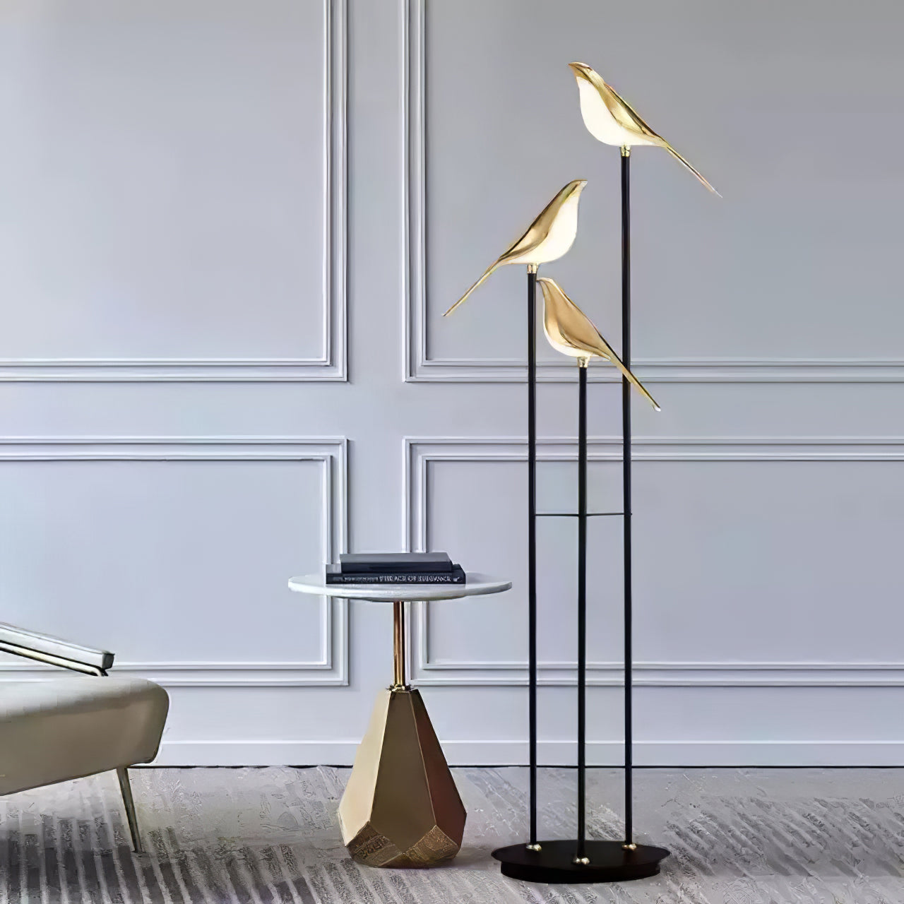 stijlvolle magpie perch vloerlamp met fakkelontwerp