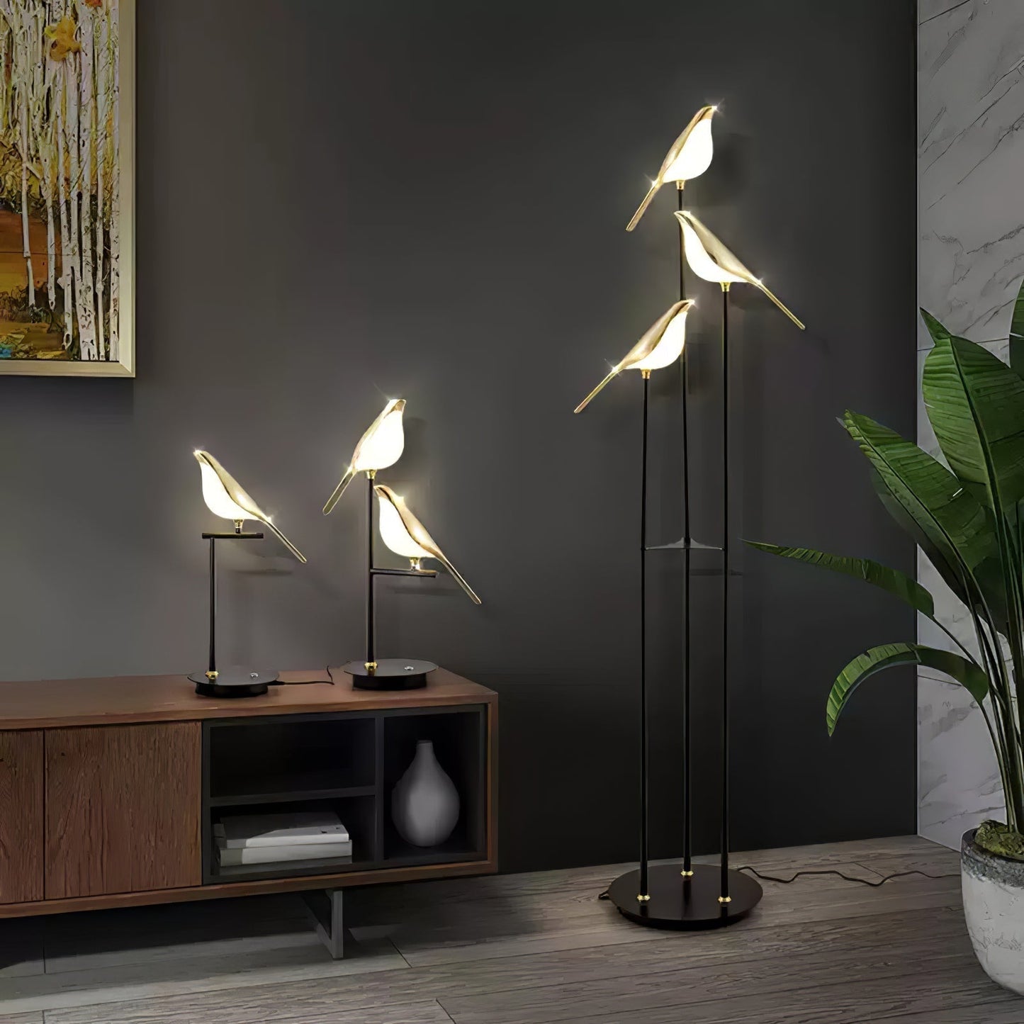 stijlvolle magpie perch vloerlamp met fakkelontwerp