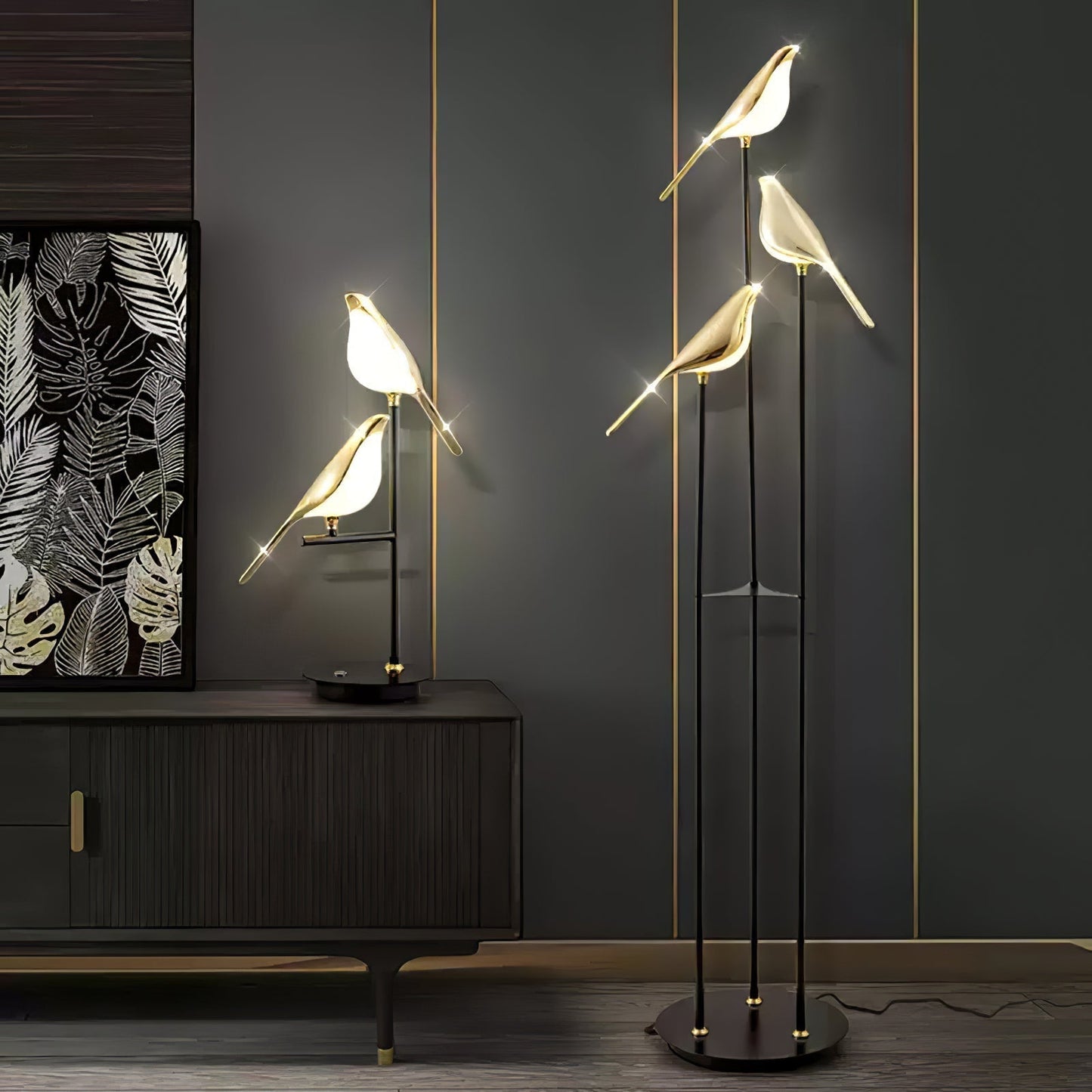 stijlvolle magpie perch vloerlamp met fakkelontwerp