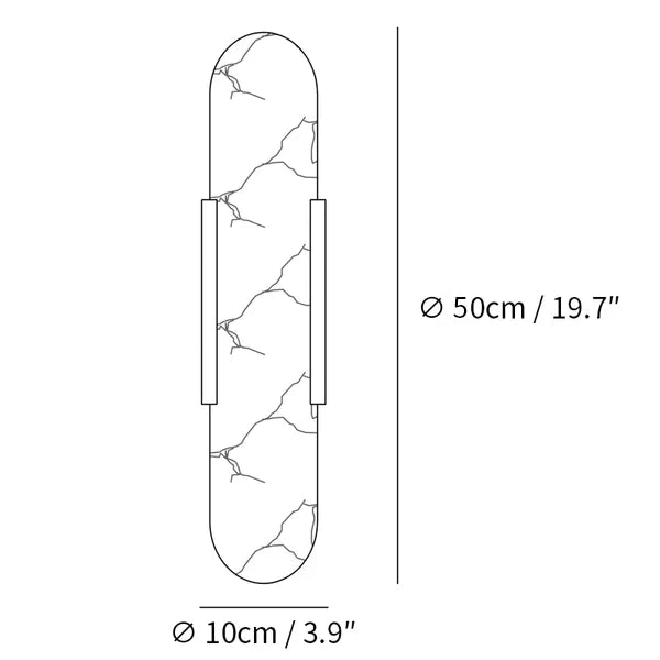 elegante langwerpige albasten wandlamp melange