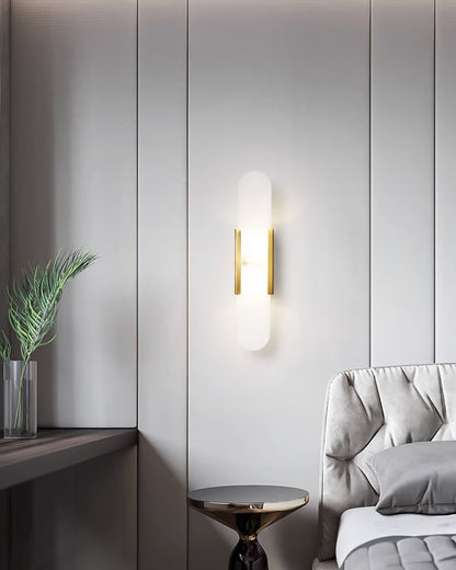 Elegante Langwerpige Albasten Wandlamp Melange