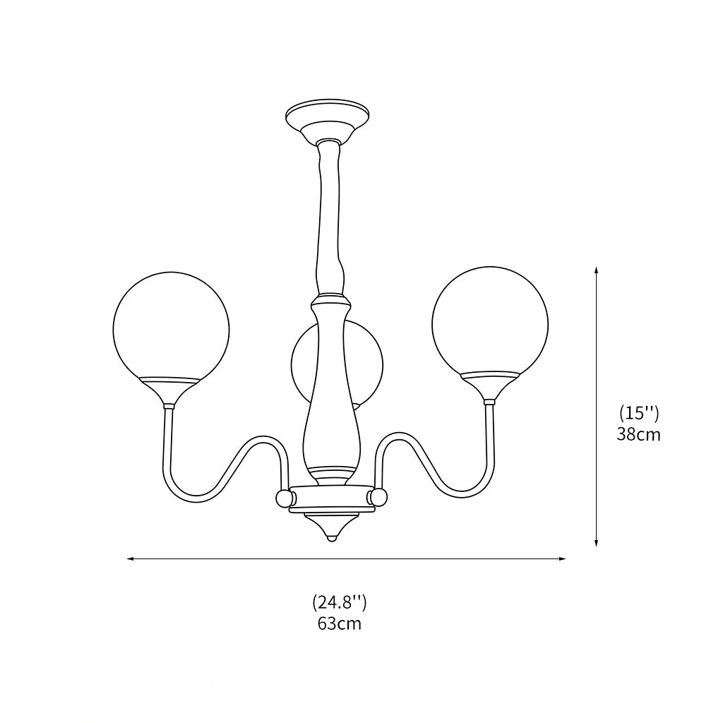 Kroonluchter met symmetrisch ontwerp van metaal en glas in interieur
