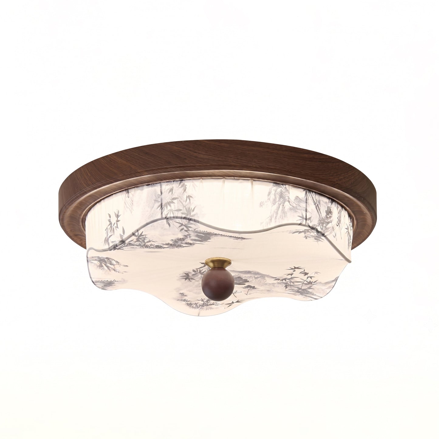 houten plafondlamp met geïntegreerde led in modern rond ontwerp