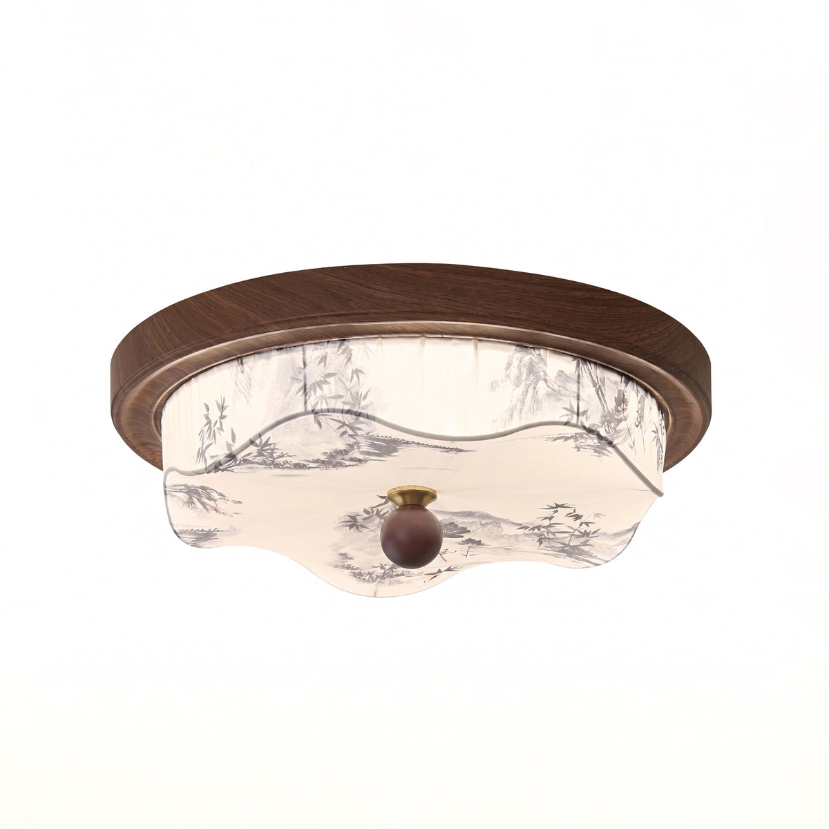 Houten plafondlamp met geïntegreerde led in modern rond ontwerp