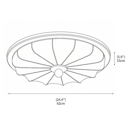 Plafondlamp met ronde stoffen kap in lichte neutrale kleur