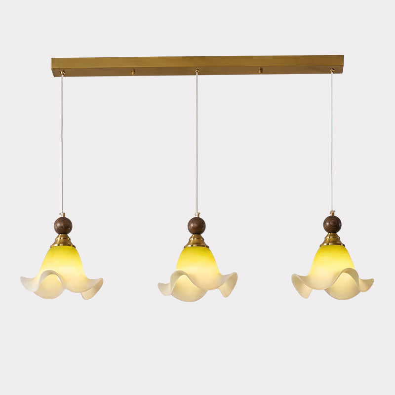 hanglamp hout en acryl met golvende kap