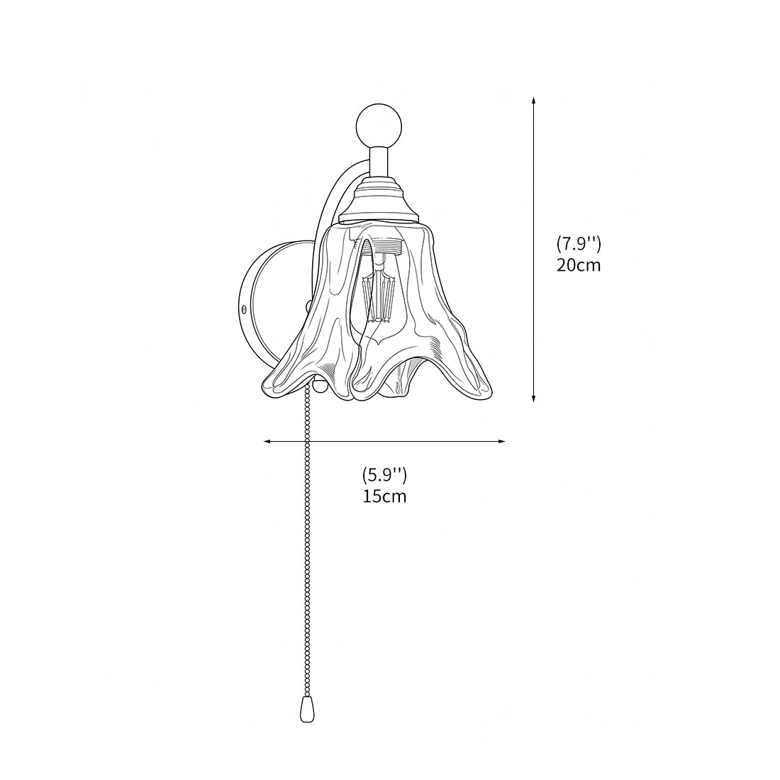 Sfeervolle wandlamp met warm licht en amber glas