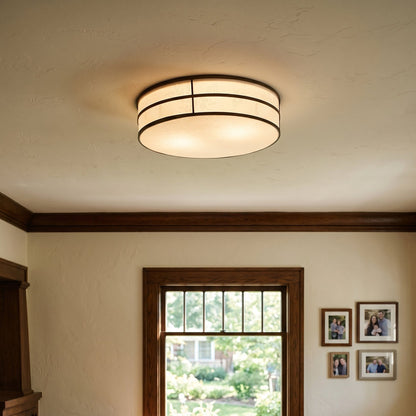 Plafondlamp met strakke flush mount bevestiging aan het plafond