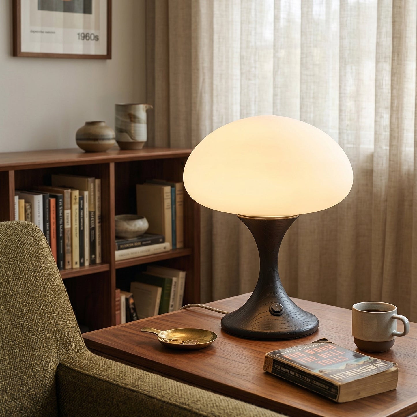 tafellamp met paddenstoel design als sfeervolle verlichting in interieur