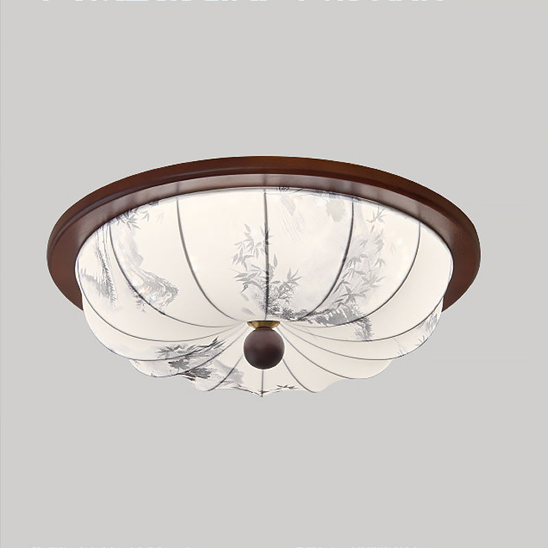 plafondlamp houtlook met stoffen kap