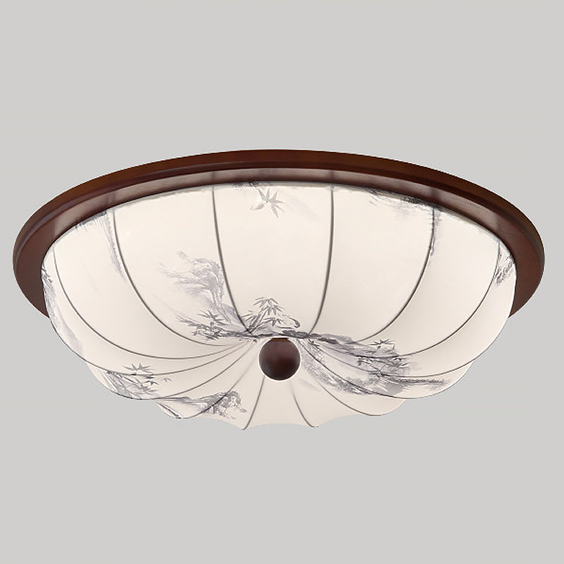 plafondlamp houtlook met stoffen kap