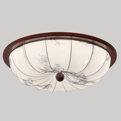Plafondlamp Houtlook Met Stoffen Kap