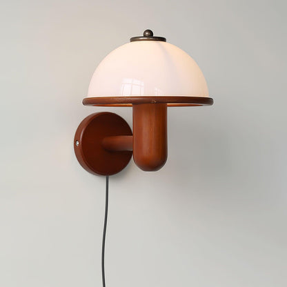 Schitterende Houten Wandlamp in Paddestoelvorm